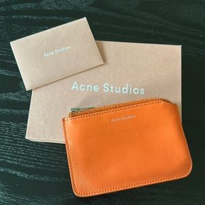 Acne Studios Orange zip Wallet Garnet Leather